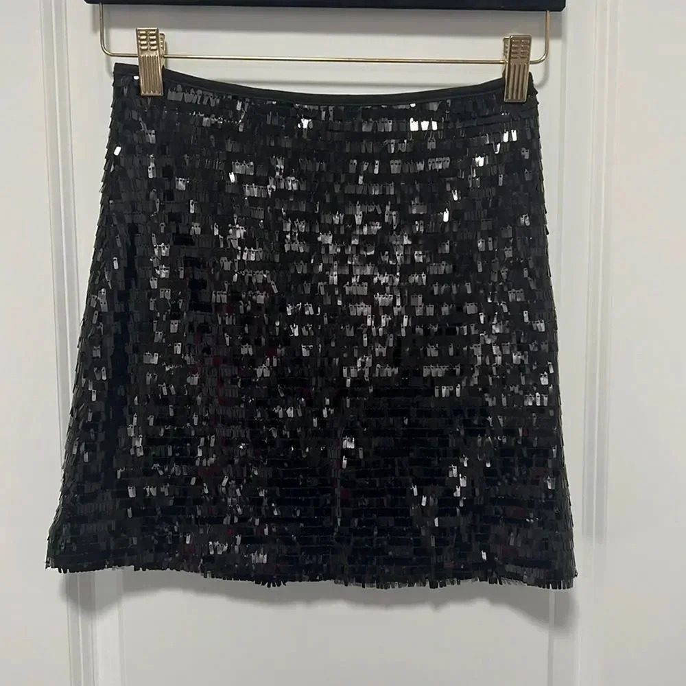 Gianni Bini GB Girls || black sequins mini skirt back zipper size 12